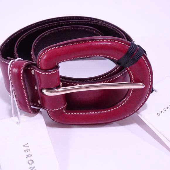 Veronica Beard x Gavazzini NEW Aloe Leather Belt XXS NWT 180 Burgundy main image 6